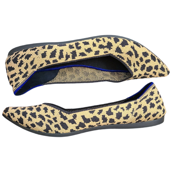 Rothys "The Point" Pointed Leopard Animal Print Slip On Ballerina Flats Size 7 - Picture 6 of 10